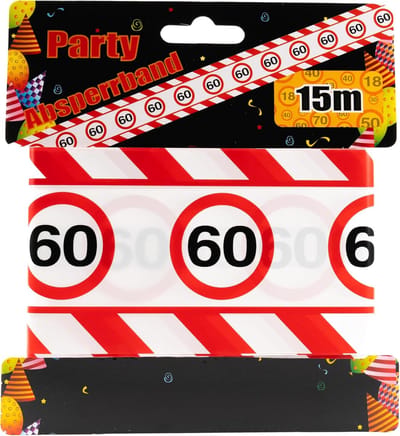 SnelShoppen - 60 Years Verjaardagsdecoratie - Grappige Rode Witte Barrièretape met Wegwijzers - Originele Feestdecoratie voor 60e Verjaardag Man of Vr