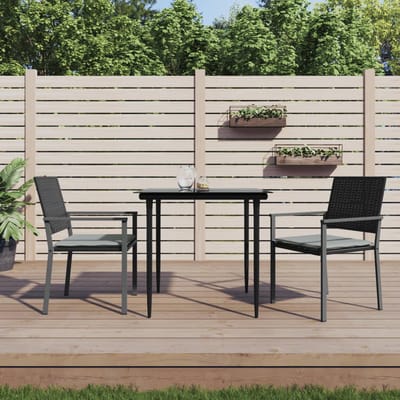 vidaXL - Tuinstoelen - 2 - st - met - kussens - 54x62,5x89 - cm - poly - rattan - zwart