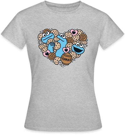 Sesamstraat Hart Met Koekiemonster T-Shirt Dames