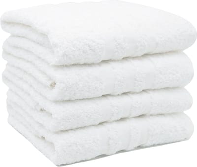 Famanu - Set van 4 handdoeken 50 × 100 cm, 100% katoen, 550 g/m² – Wit