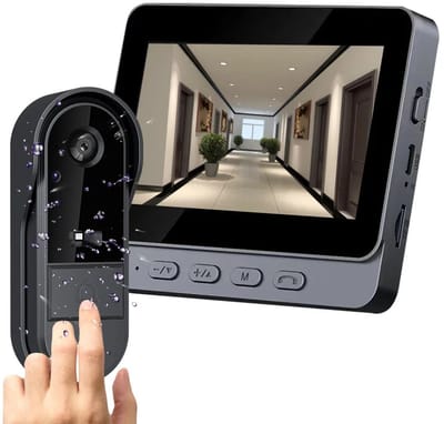 Draadloze Videodeurbel met Camera 1080P, 4.3” IPS Scherm, Nachtzicht, 2-Weg Intercom, 170° Groothoek, Waterdicht