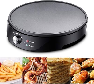 Elektrische Crêpemaker - Pannenkoekenmaker Bakplaat - Snelle Ontbijtjes - Anti-aanbak Laag - 31cm Diameter - Zwart