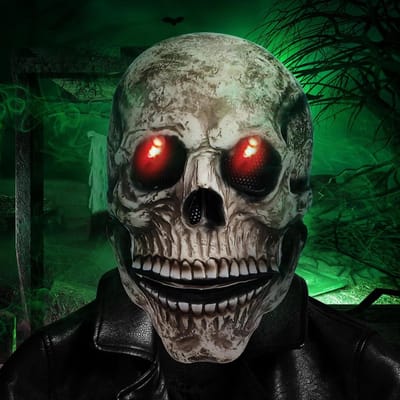 Halloween skeletmasker met beweegbare kaak - realistisch latex - lichtgevende ogen - perfect voor cosplay - SnelShoppen