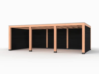 Douglas overkapping, 750 x 300, met zwarte achterwand en twee zijwanden, Westwood Modern Plus