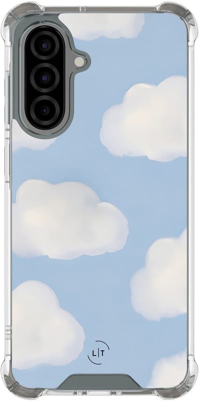 Shockproof hoesje - Geschikt voor Samsung Galaxy A56 - Wolken - Extra sterke case - TPU/polycarbonaat - Natuur - Blauw, Transparant