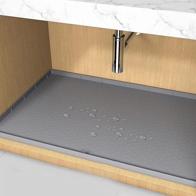 Siliconen gootsteenmat – Waterdichte gootsteenmat – Kastbeschermer – Mat voor de bodem van de keukengootsteen – Opberg- en beschermmat voor de keuken – Grijs