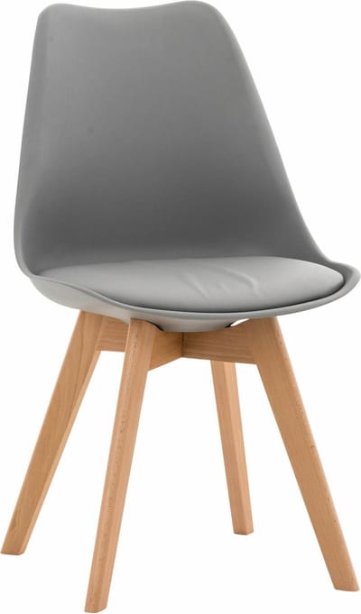 CLP Linares Eetkamerstoel - Design Keukenstoel - Scandinavisch Kuipstoel - Houten Poten Kunststof/grijs