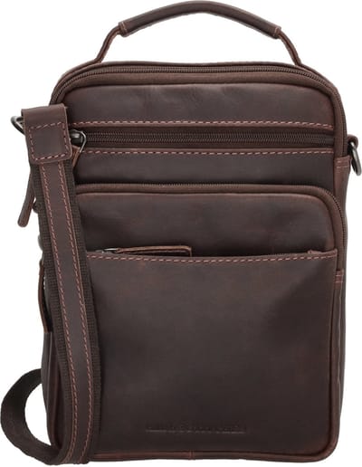 Hide & Stitches Japura Reportertas Unisex - Crossbodytas met verstelbare en afneembare schouderband - Schoudertas van 100% Leder - Donkerbruin