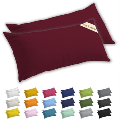Lavea® Zijslaapkussenslopen 40x145 cm Set van 2 – Kussenhoezen van 100% Zachte en Ademende Jersey Katoen met YKK Ritssluiting – Bordeaux