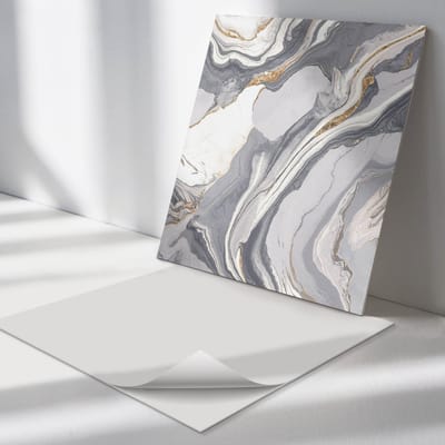 Wallfluent Vinyl Tegels - Abstracte Golven en Aderen Zelfklevende PVC Tegels - 30 cm x 30 cm - Grijs Vinyl Tegels - Verpakking van 9 stuks - Vierkant PVC Tegels - Texturen Plaktegels - Vinyl Vloer Tegels - Plaktegels Keuken en Badkamer