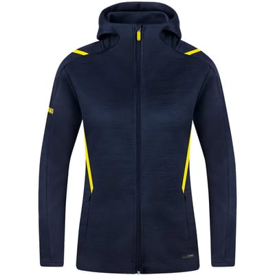 Jako Challenge Vrijetijdsvest Met Kap Dames - Marine Gemeleerd / Fluogeel | Maat: 34