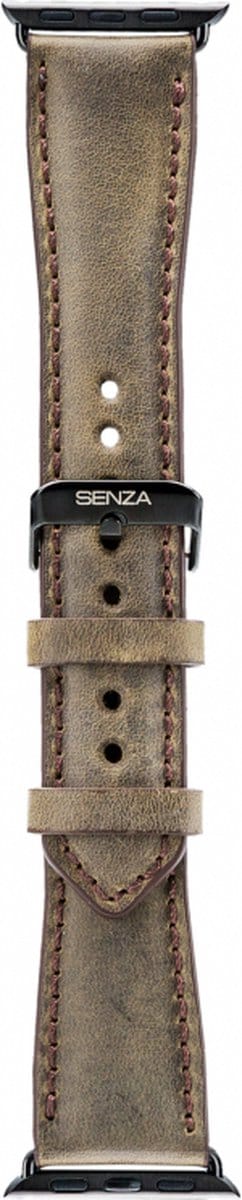 Senza Raw Leren Bandje voor Apple Watch Series 7 (41mm) - Chestnut Brown
