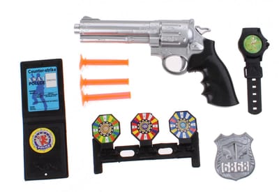 JonoToys Politie speelgoed pistool en accessoires - kinderen - verkleed rollenspel - plastic - 18 cm
