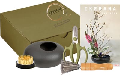 Ikebana Starterskit - Japanese Flower Arrangement - Ikebana Vaas - Kenzan - Ikebana Schaar - Ikebana Borstel - Ikebana Boek - Japan