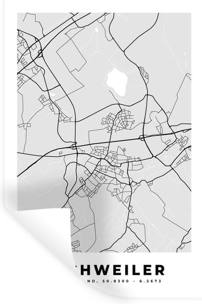 Muurstickers - Sticker Folie - Stadskaart - Eschweiler - Kaart - Duitsland - Plattegrond - 20x30 cm - Plakfolie - Muurstickers Kinderkamer - Zelfklevend Behang - Zelfklevend behangpapier - Stickerfolie
