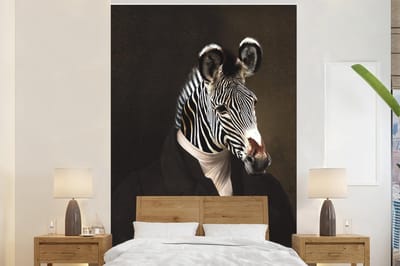 Behang - Fotobehang Oude Meesters - Olieverf - Zebra - Breedte 160 cm x hoogte 240 cm