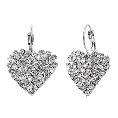 Behave - Oorbellen zilverkleur hart - sprankelend detail - avondlook