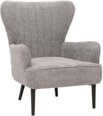 Loungestoel MCW-K37, cocktail-/oorstoel, gestoffeerde stoel, retro-vintage, chenille (500 g/m²) ~ grijs