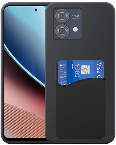 Geschikt voor Motorola Moto G Stylus 5G 2023 Telefoonhoesje met Siliconen Pasjeshouder - Flexible Back Cover Case Siliconen TPU with Silicone Cardslot - Zwart - Smartphonica geschikt voor Motorola Moto G Stylus 2023