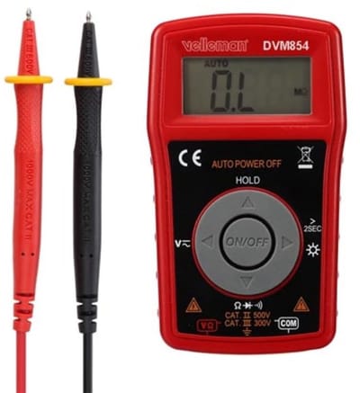 Digitale Multimeter - Meetinstrument - Elektrische Metingen - Automatische Bereikselectie - Cat III 300V - Rood