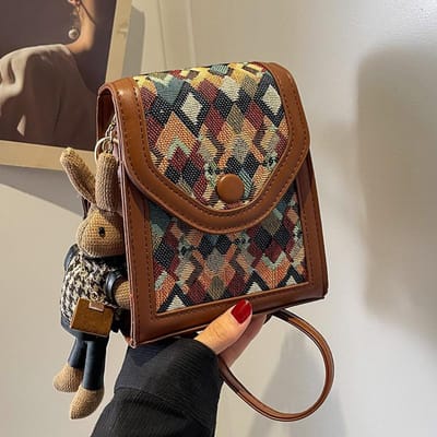 Sacs Populaires avec Haute Texture et Sacs Bandoulière Verticaux Tendance pour Femmes Ins Sac d'Épaule de Niche Sac à Carreaux pour Femmes W3945WW-