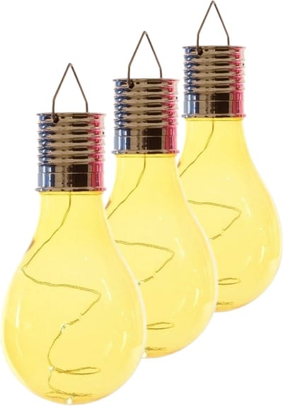 Lumineo Lampbolletje - 6x stuks - LED - geel - solar verlichting - 14 cm - tuinverlichting