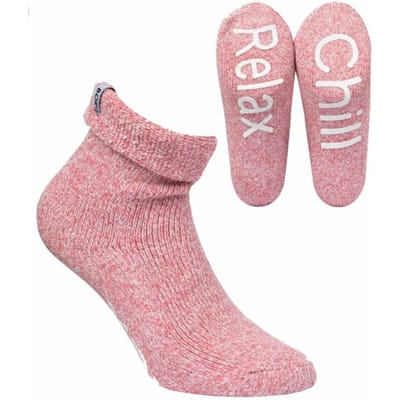 Huissokken Dames - Anti Slip - Chill en Relax - Roze Mellee - 1 pack - Maat 35-38 - 40% Wol