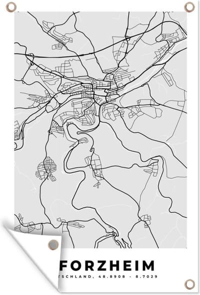 Muurdecoratie Duitsland - Kaart - Stadskaart - Plattegrond - Pforzheim - 120x180 cm - Tuinposter - Tuindoek
