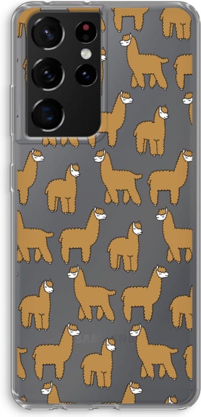Case Company® - Hoesje geschikt voor Samsung Galaxy S21 Ultra hoesje - Alpacas - Soft Cover Telefoonhoesje - Bescherming aan alle Kanten en Schermrand
