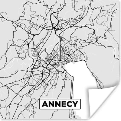 Poster Frankrijk - Annecy - Stadskaart - Plattegrond - Kaart - 100x100 cm XXL