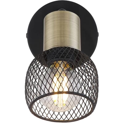 Globo Wandlamp Fiastra, zwart/oudmessing
