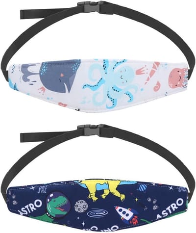 Baby Hoofdsteun - Reisband - Comfortabel Reizen - Verstelbare Band - 2 Stuks - Grijs