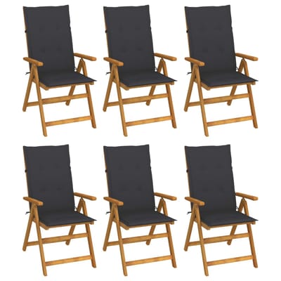 vidaXL - Inklapbare - stoelen - 6 - st - met - kussens - massief - acaciahout