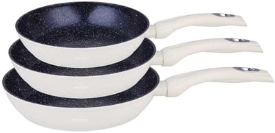 Swiss Haus® FP3CR 3 Delige Koekenpannenset Inductie - Ø 20/24/28 cm - PFAS Vrij - Koekenpan Voor Alle Warmtebronnen - Pannen - Keramische Sapphire™ Antiaanbaklaag - Creme