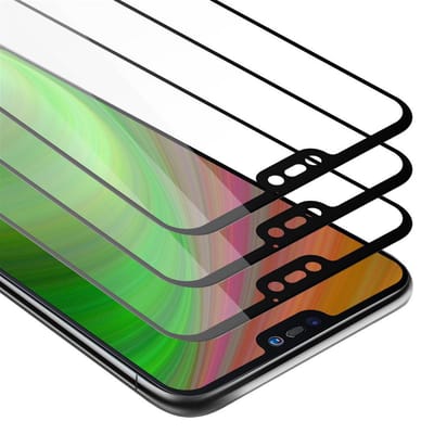 Cadorabo 3x Screenprotector geschikt voor Huawei P20 LITE 2018 / NOVA 3E Volledig scherm pantserfolie Beschermfolie in TRANSPARANT met ZWART - Getemperd (Tempered) Display beschermend glas in 9H hardheid met 3D Touch