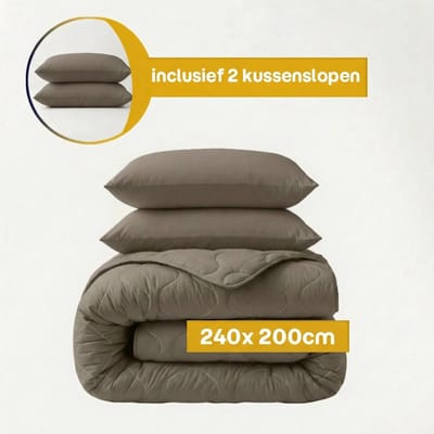 Dekbed-Discounter - Sleeptime Dekbed Zonder Overtrek 240 x 200 cm - Inclusief 2 kussenslopen - Wasbaar op 40 graden - Verkoelend dekbed - Teak