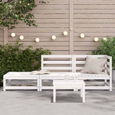 vidaXL - Tuinbank - 2-zits - met - voetenbank - massief - grenenhout - wit