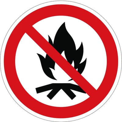 Kampvuur verboden verbodsbord - P045 | gecoat dibond materiaal | 10 cm