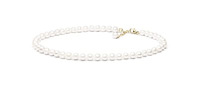 Gaura -Klassiek parelcollier – Lengte 40 cm – Witte ronde gekweekte zoetwaterparels 7–8 mm – Verstelbare 925 zilveren ketting met 14K roségoud plating