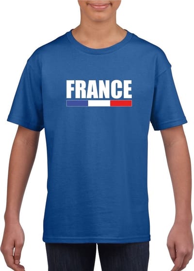Blauw Frankrijk supporter t-shirt voor heren - Franse vlag shirts 110/116