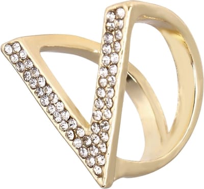 Fako Bijoux® - Sjaalklem - Sjaal Klem - Sjaal Ring - V-Model Strass - 26x27x22mm - Goudkleurig