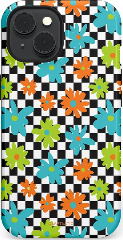 Casetastic Hoesje Geschikt voor Apple iPhone 15 Magsafe - Stijlvolle Beschermende Duo-layer Case - Retro Bloem Power