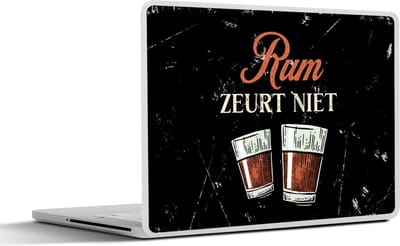 Laptop sticker - 17.3 inch - Rum - Glazen - Tekst - 40x30cm - Laptopstickers - Laptop skin - Cover - Cadeau voor man