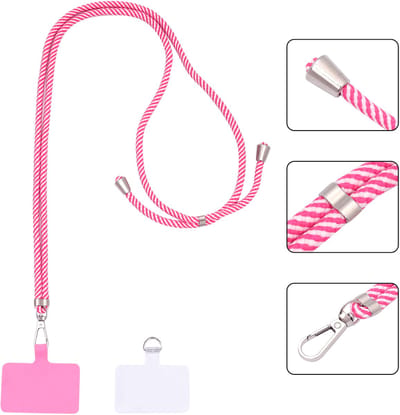 Casemania Universele Telefoonkoord - Raspberry Twist - Verstelbare Telefoonketting - Crossbody Draagkoord Koord voor Telefoon - Lanyard Cord - Roze