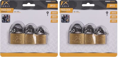 FX Tools Hangsloten - 6x stuks - verschillende maten - metaal - brons - slotjes - met sleutels
