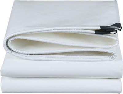 Zwaar Dekzeil PVC - Waterdicht Zeildoek Grondbedekking - Buiten Beschermen - Versterkte Randen Hoekwikkels - 1x1.2m - Wit
