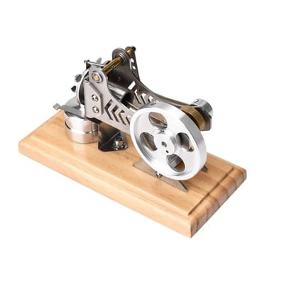 Stirling Motor met Hout en Metaal, LED Luchtmotor Elektriciteit Generator Model - Educatief Experiment Demonstratie Onderzoek - Duurzaam Speelgoed bouwpakket - Groen Energie Demonstratiemodel
