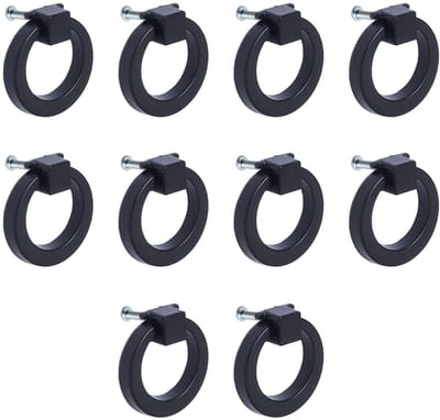 Dailygoody - Ronde Kast Ring Trekhandgrepen - Aluminiumlegering - Zwart - Set van 10