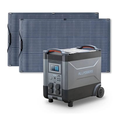 ALLPOWERS Zonnegeneratorset 4000W (R4000 + SF100 100W flexibel zonnepaneel) - R4000 + 2 stuks SF100 zonnepaneel 100W