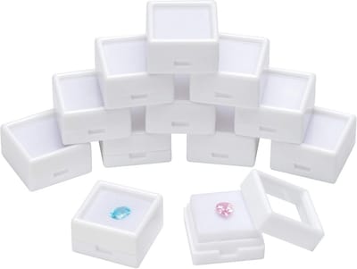 Set van 12 Edelsteen Display Doosjes met Glazen Deksel voor Sieraden en Diamanten